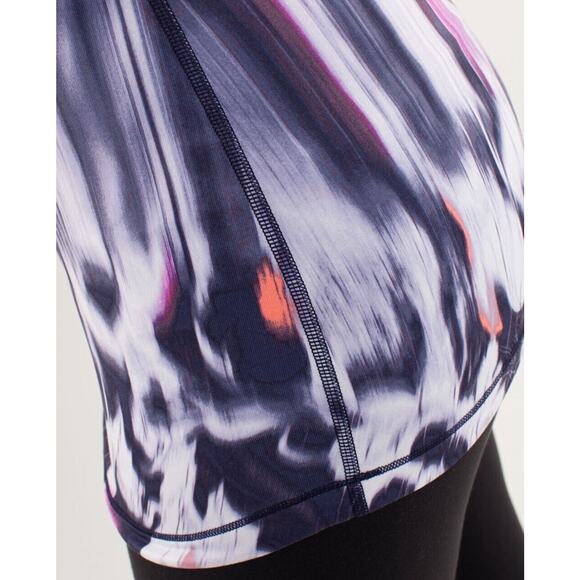 Lululemon Cool Racerback Tank Top Engineered Mirage Deep Indigo White 2 Ext Long - Picture 3 of 8